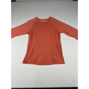 Merrell Opti-Wick Womens Medium Coral Orange Feather Graphic Active Top Shirt